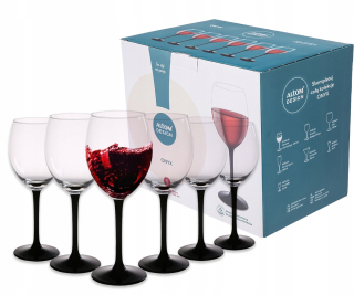 Poháre na biele víno, poháre na červené víno Altom Design Onyx čierne, transparentné 330ml 6 ks.